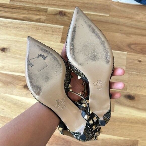 Valentino Rockstud Crystal Camo Kitten Heels Slingback Pump - Picture 13 of 13